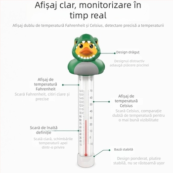 Termometru plutitor pentru piscină cu design animal, termometru de apă multifuncțional, -10 la 70 °C