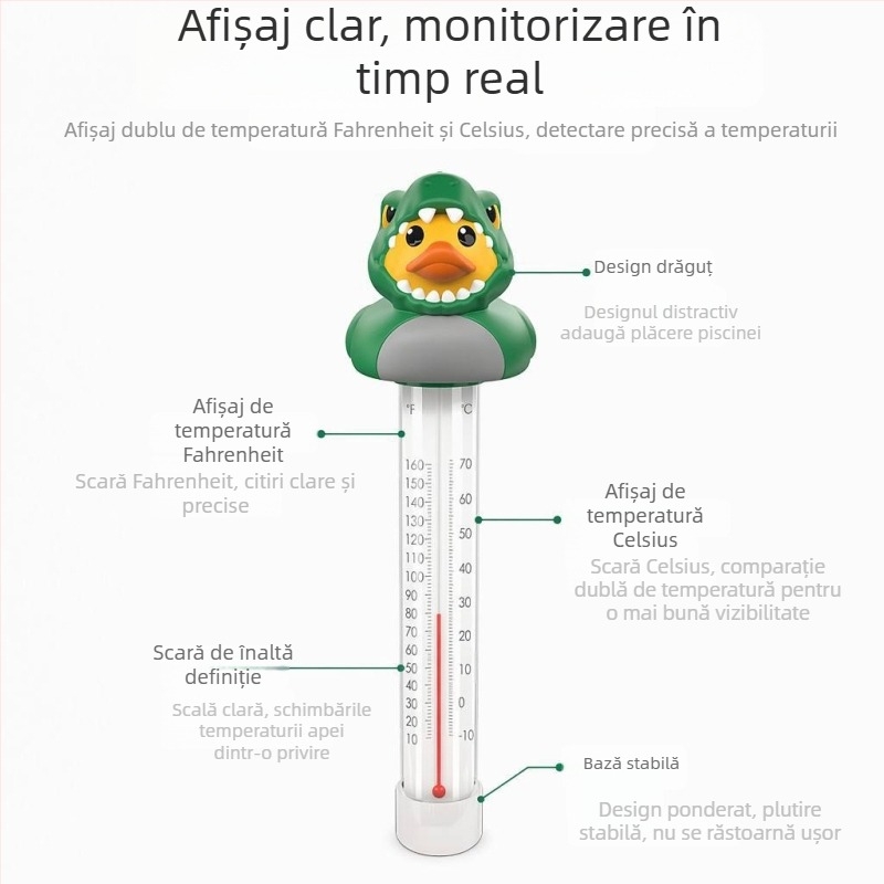 Termometru plutitor pentru piscină cu design animal, termometru de apă multifuncțional, -10 la 70 °C