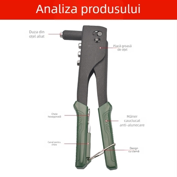 Set pistolă de nituri manual pentru balamalele porților și ferestrelor – unealtă economică de efort, 110 piese în husă verde, 4 pistoale, diametre 2,4/3,2/4,0/4,8 mm
