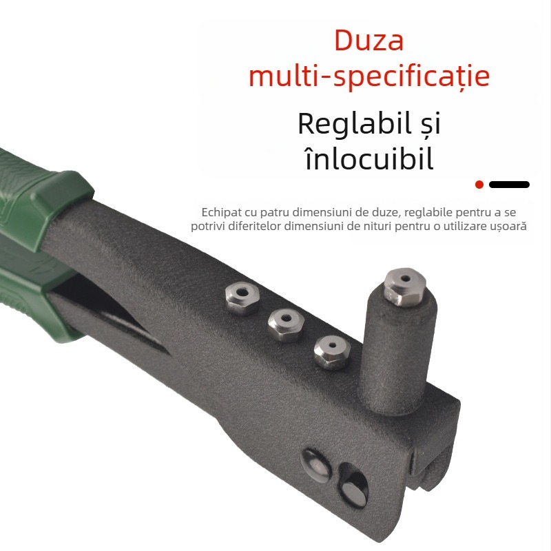 Set pistolă de nituri manual pentru balamalele porților și ferestrelor – unealtă economică de efort, 110 piese în husă verde, 4 pistoale, diametre 2,4/3,2/4,0/4,8 mm