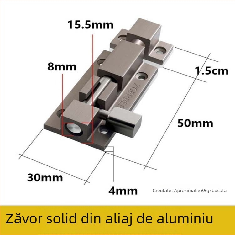 Zăvor ușă din aliaj de aluminiu, încuietoare mai groasă, montaj pe suprafață, pentru uși din lemn și dulapuri, accesorii pentru ferestre