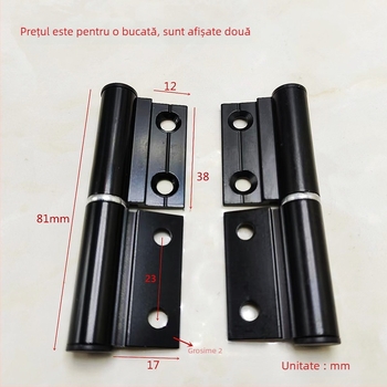 Balama detașabilă pentru ușa glisantă de separare a băii, aliaj de aluminiu cu barieră termică, balama ascunsă pentru ușă pliantă