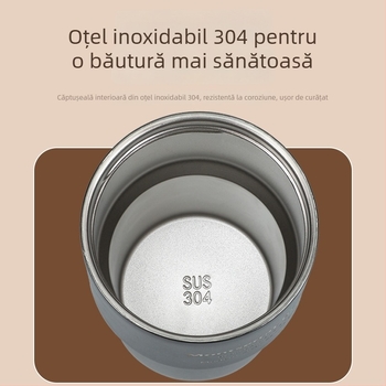 Cană izolată de cafea din oțel inoxidabil 304, cu pai, portabilă pentru cafea și lapte