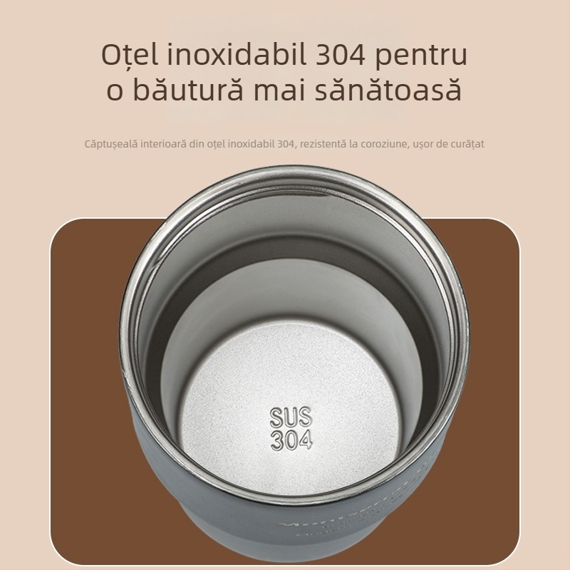 Cană izolată de cafea din oțel inoxidabil 304, cu pai, portabilă pentru cafea și lapte