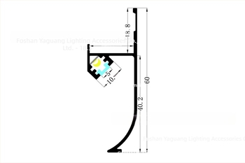 Kit canal din aluminiu pentru iluminare LED liniară, înălțime 60 mm pentru plintă de mobilier