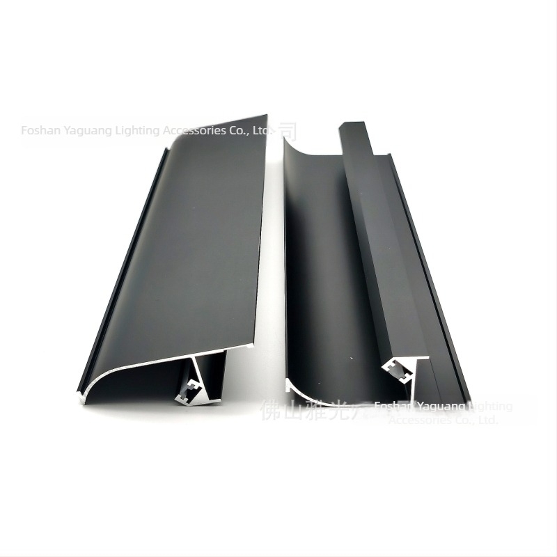 Kit canal din aluminiu pentru iluminare LED liniară, înălțime 60 mm pentru plintă de mobilier