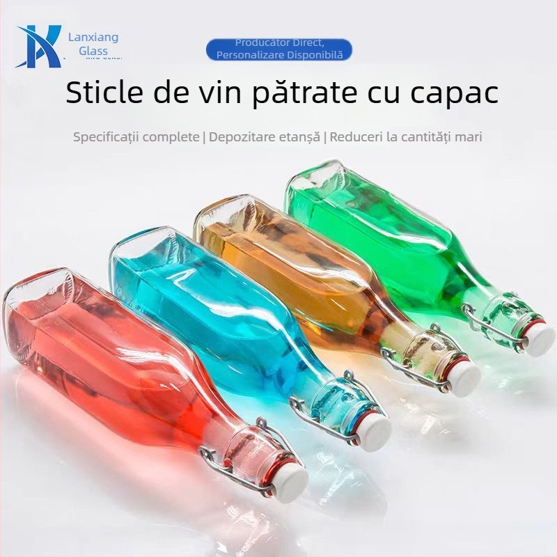 Lock&Lock sticlă de vin – sigilată, transparentă, îngroșată, recipient pentru băuturi; sticlă goală pentru lichior, lapte și suc; 60ml rotund, 250ml, 500ml, 1000ml; opțiuni Kraft hârtie.