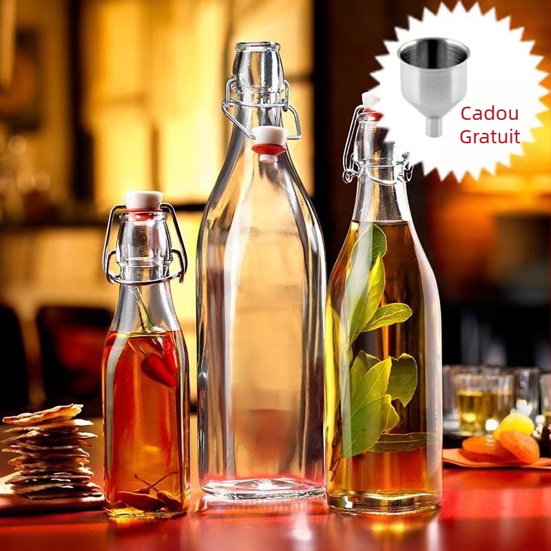 Lock&Lock sticlă de vin – sigilată, transparentă, îngroșată, recipient pentru băuturi; sticlă goală pentru lichior, lapte și suc; 60ml rotund, 250ml, 500ml, 1000ml; opțiuni Kraft hârtie.