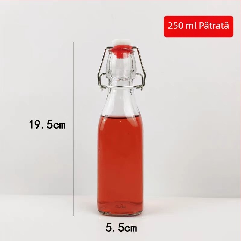 Lock&Lock sticlă de vin – sigilată, transparentă, îngroșată, recipient pentru băuturi; sticlă goală pentru lichior, lapte și suc; 60ml rotund, 250ml, 500ml, 1000ml; opțiuni Kraft hârtie.