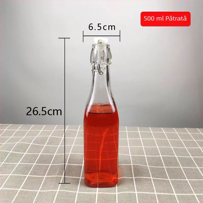 Lock&Lock sticlă de vin – sigilată, transparentă, îngroșată, recipient pentru băuturi; sticlă goală pentru lichior, lapte și suc; 60ml rotund, 250ml, 500ml, 1000ml; opțiuni Kraft hârtie.