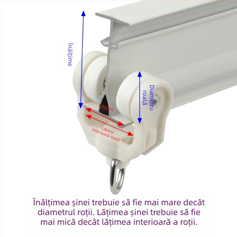 Roți pentru șina cortinei, accesorii vechi, role silențioase pentru șine drepte și curbate, ghid de șină cu bile