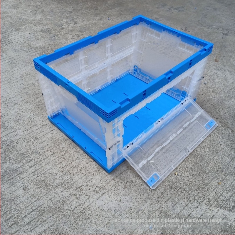 Cutie pliabilă de depozitare din plastic, transparentă, cu ușă ce se poate deschide