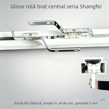 Accesorii pentru perdele electrice: glisor S-Track cu braț central și unitate de tracțiune din POM pentru șina Shangfei