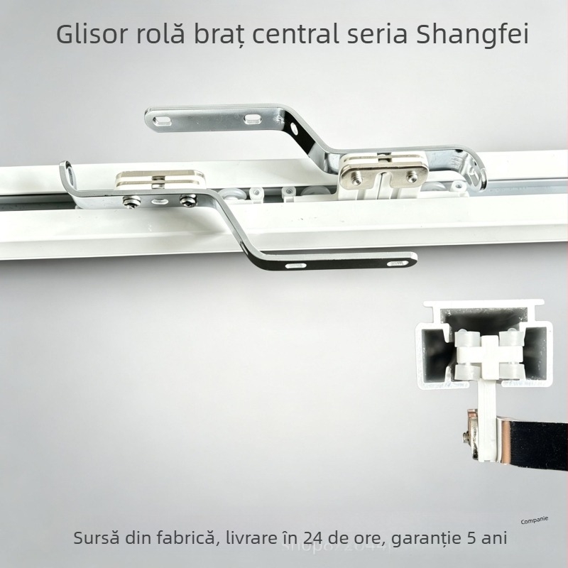 Accesorii pentru perdele electrice: glisor S-Track cu braț central și unitate de tracțiune din POM pentru șina Shangfei