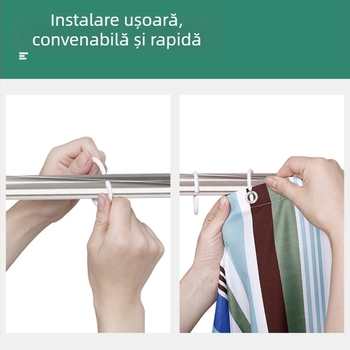 Cupluri și inele pentru perdele din plastic, accesorii PVC pentru duș, inel în formă de C și bară telescopică pentru baie