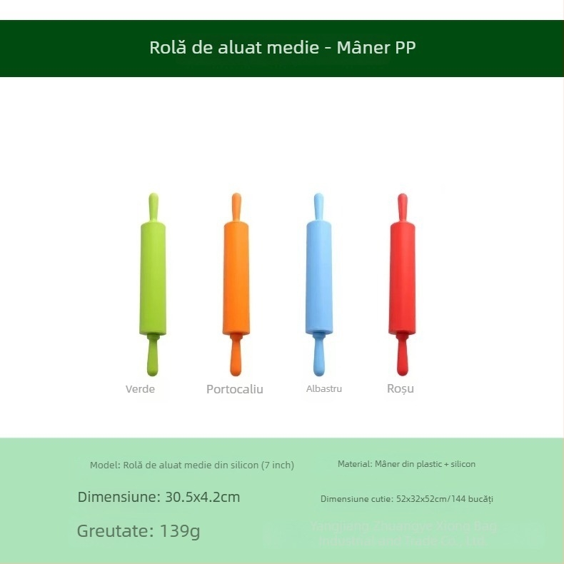 Rulou din silicon cu mâner din plastic, dimensiuni mici, medii și mari, instrument de cofetărie pentru uz casnic pentru copii