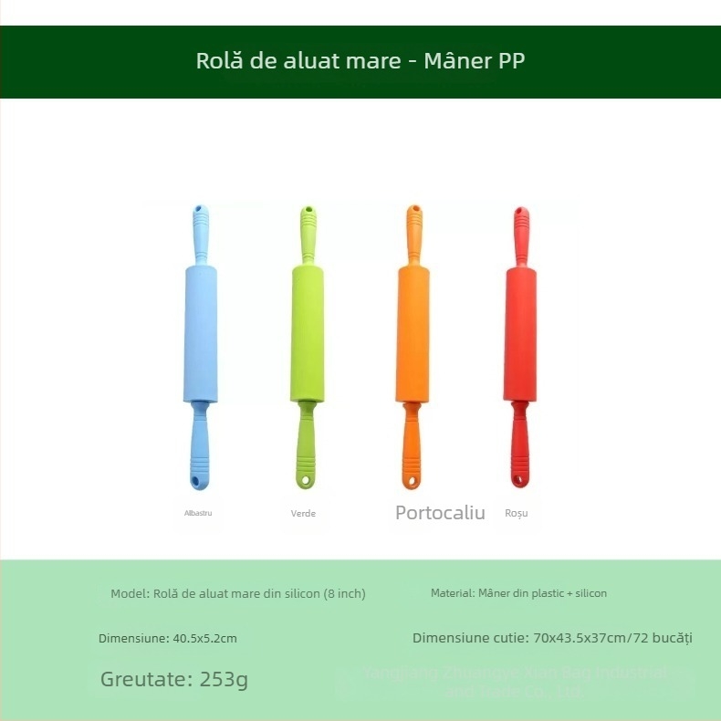Rulou din silicon cu mâner din plastic, dimensiuni mici, medii și mari, instrument de cofetărie pentru uz casnic pentru copii
