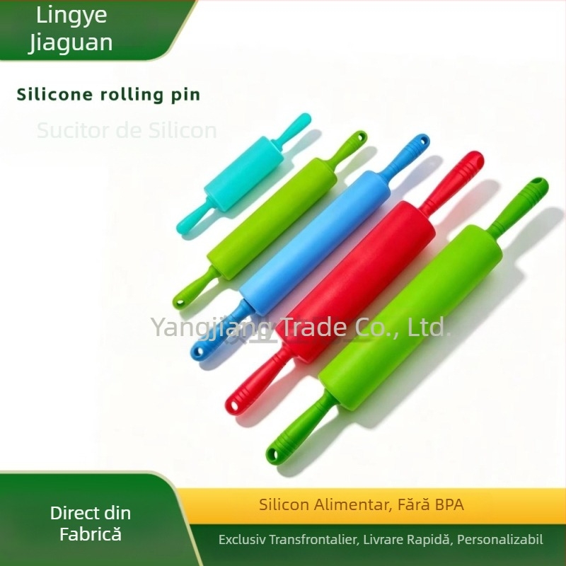 Rulou din silicon cu mâner din plastic, dimensiuni mici, medii și mari, instrument de cofetărie pentru uz casnic pentru copii