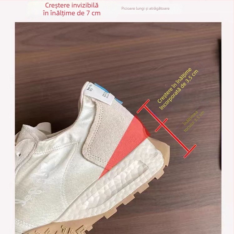 Pantofi balet pentru femei, satin, platformă, creștere a înălțimii ascunsă, talpă groasă