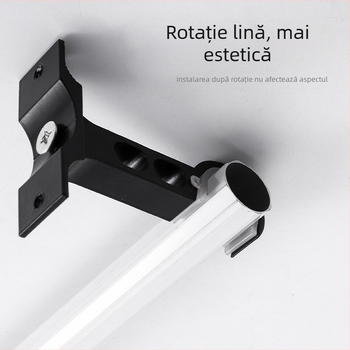 Suport rotativ pentru bara de perdea, aliaj de aluminiu îmbunătățit, pentru bară romană, montaj pe o singură parte sau pe ambele părți