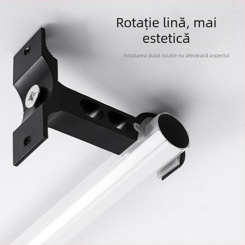 Suport rotativ pentru bara de perdea, aliaj de aluminiu îmbunătățit, pentru bară romană, montaj pe o singură parte sau pe ambele părți
