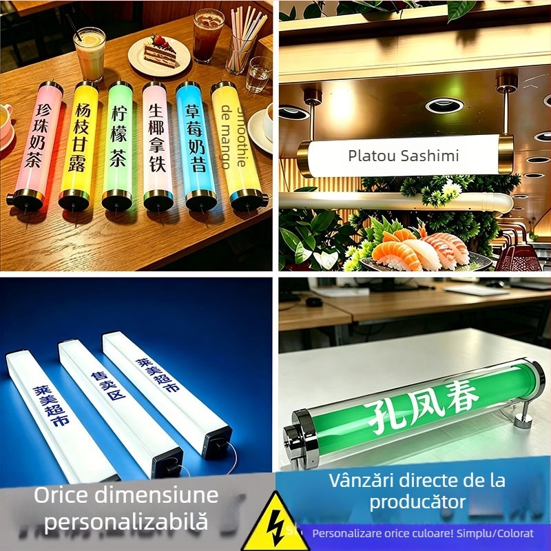 LED 360° tub din acril pentru vitrina publicitară – lampă de perete rotundă, design creativ