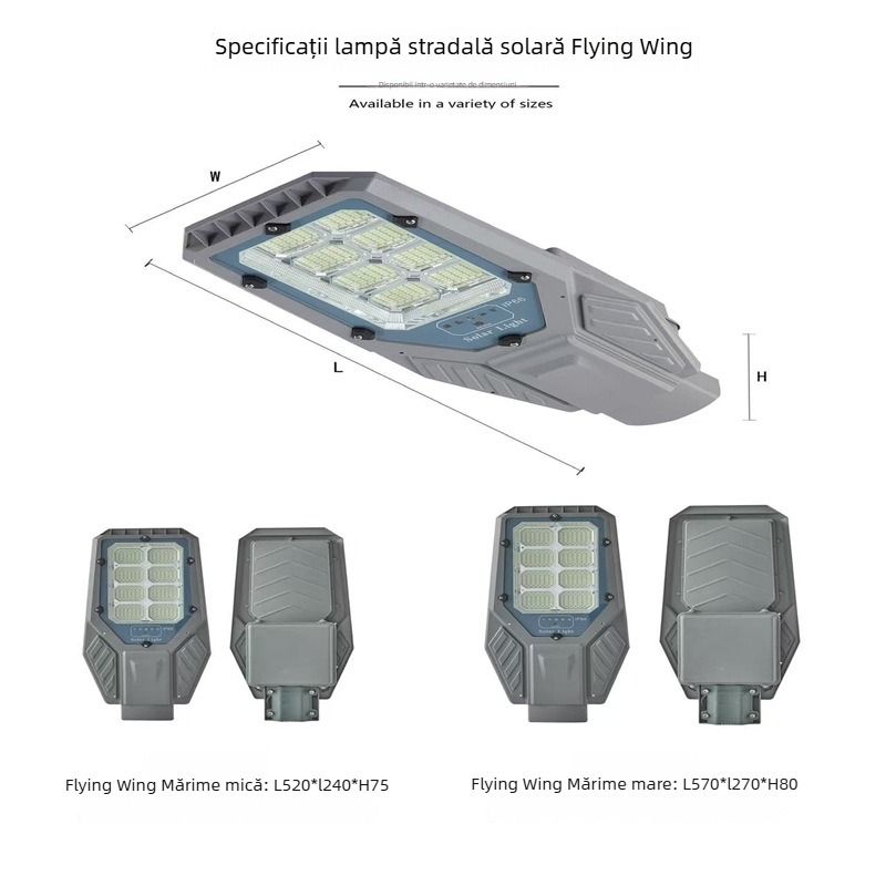 Lampa solară LED pentru exterior, 100W, IP65 impermeabilă, lampă de perete pentru exterior, tip inginerie