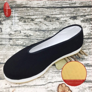 Pantofi de pânză pentru bărbați, casual, cusuti manual, respirabili, partea superioară din bumbac, talpă cu straturi multiple.