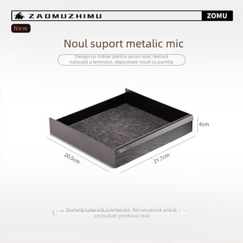 Woodcraft Cutie depozitare cu tavă metalică și suport pentru pixuri, din lemn masiv – nuc negru nord-american și stejar