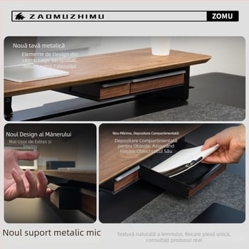 Woodcraft Cutie depozitare cu tavă metalică și suport pentru pixuri, din lemn masiv – nuc negru nord-american și stejar