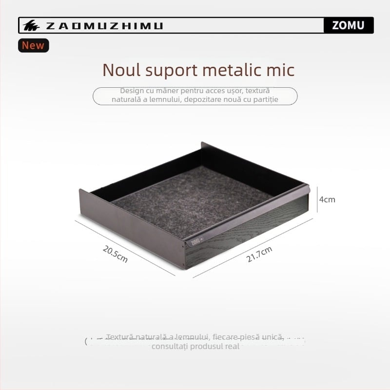 Woodcraft Cutie depozitare cu tavă metalică și suport pentru pixuri, din lemn masiv – nuc negru nord-american și stejar