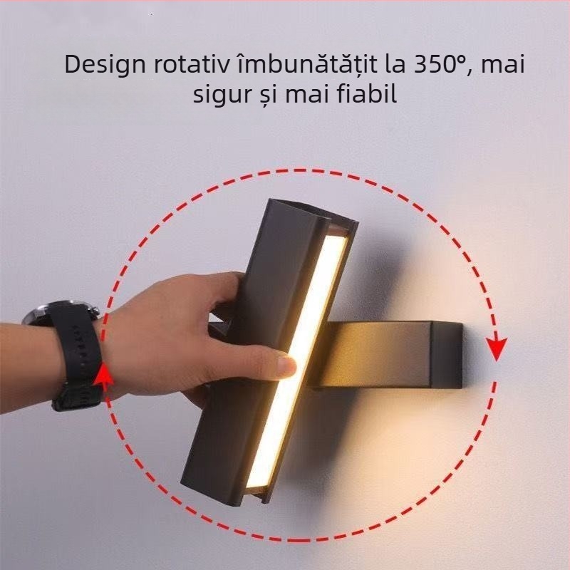 Lampa de perete rotativă pentru dormitor și sufragerie, iluminare ambientală, design minimalist modern
