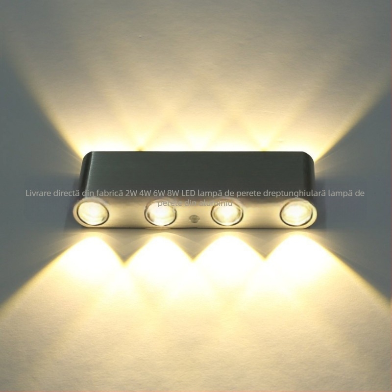 Lampă de perete LED dreptunghiulară, din aluminiu - 2W/4W/6W/8W