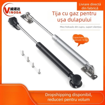 Bară hidraulică de susținere pentru uși de dulap, neagră, telescopic pentru mobilier