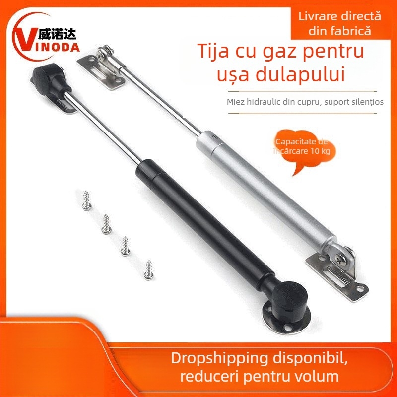 Bară hidraulică de susținere pentru uși de dulap, neagră, telescopic pentru mobilier