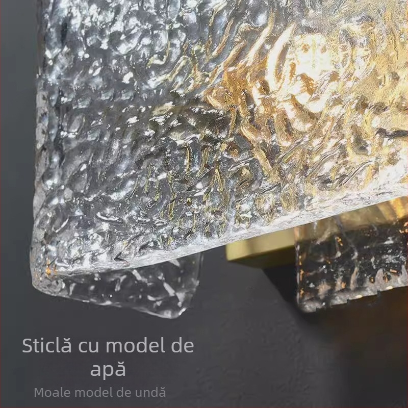 Lampă de perete din sticlă cu textură de valuri de apă, stil premium, pentru dormitor, sufragerie și hol
