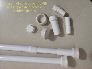 Tub extern de 25 mm cu închidere pentru bara de uscat haine, husă de protecție pentru tijă, tijă telescopică de susținere, capac inferior pentru bara de perdea și pentru bara de duș, accesorii din plastic