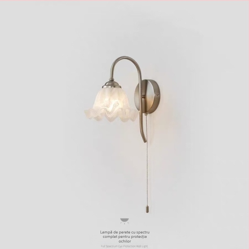 Lampa de perete franțuzească vintage, stil crem retro, pentru dormitor și sufragerie