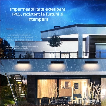 Lumină solară de exterior pentru perete, design drept, iluminare tip wall washer pentru curte și semn de ușă, LED