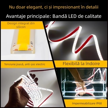 Bandă LED COB, 24V, impermeabilă pentru exterior, silicon, autoadezivă, 5 m, 120 LED, 10W