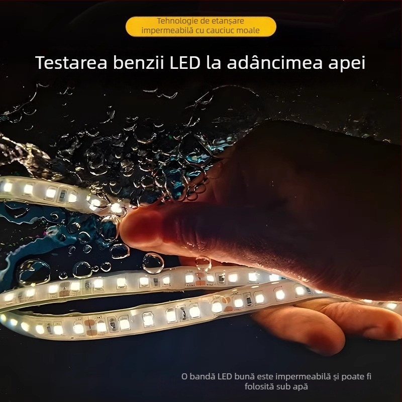 Bandă LED COB, 24V, impermeabilă pentru exterior, silicon, autoadezivă, 5 m, 120 LED, 10W