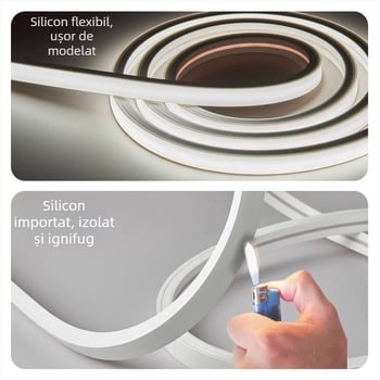 Bandă LED din silicon flexibil, bandă de iluminat încastrată, 12/24/220 V, IP65, 120 LED-uri (2835)