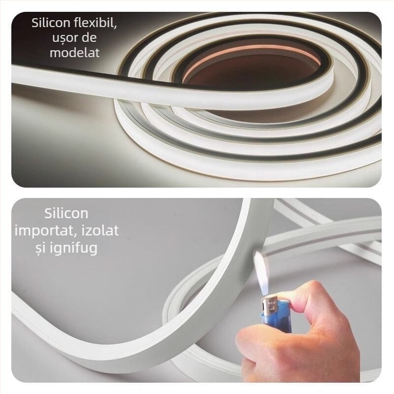 Bandă LED din silicon flexibil, bandă de iluminat încastrată, 12/24/220 V, IP65, 120 LED-uri (2835)