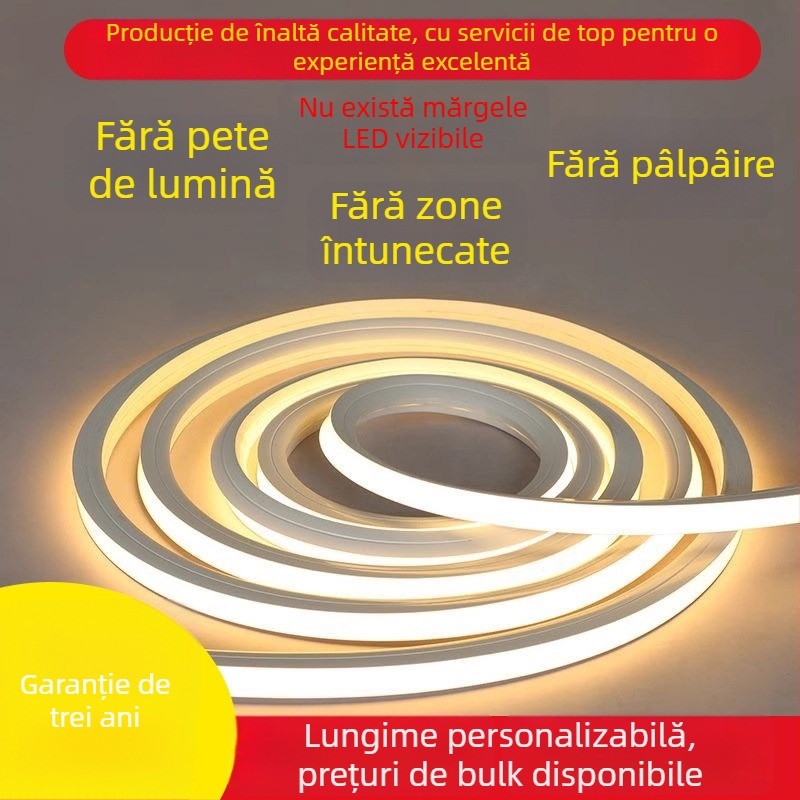 Bandă LED din silicon flexibil, bandă de iluminat încastrată, 12/24/220 V, IP65, 120 LED-uri (2835)