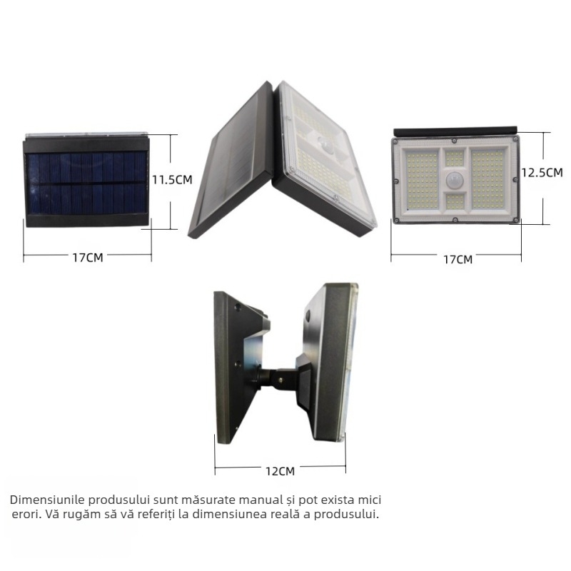 Lumină LED solară cu senzor de mișcare – exterior: grădină, coridor, perete și garaj