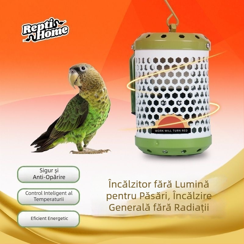 Lampă de încălzire pentru papagal cu abajur ceramic, pentru cușcă, izolație mată, anti-ros și anti-arsură