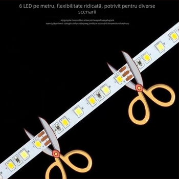 Bandă LED 24V 2835 RGB, temperatură dublă a culorii, autoadezivă, lumină liniară ultra-luminoasă, fără pâlpăire, reglaj inteligent