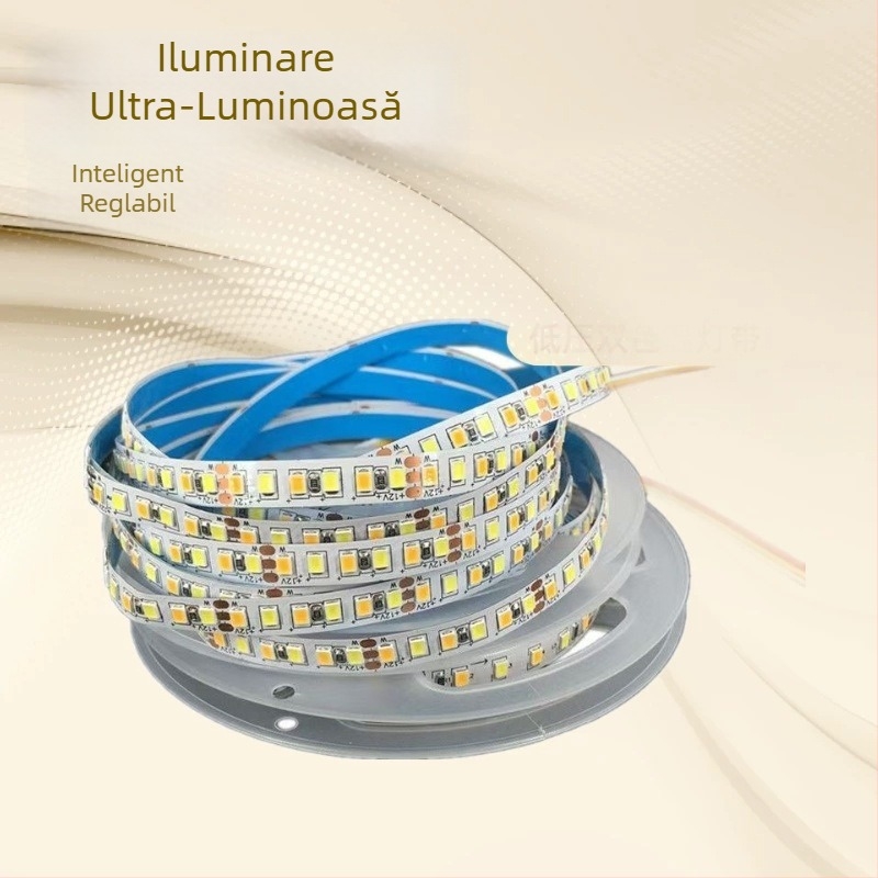 Bandă LED 24V 2835 RGB, temperatură dublă a culorii, autoadezivă, lumină liniară ultra-luminoasă, fără pâlpăire, reglaj inteligent