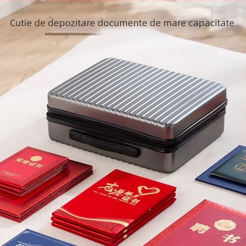Organizator de documente cu lacăt, cu mai multe compartimente, capacitate mare pentru pașapoarte și carduri