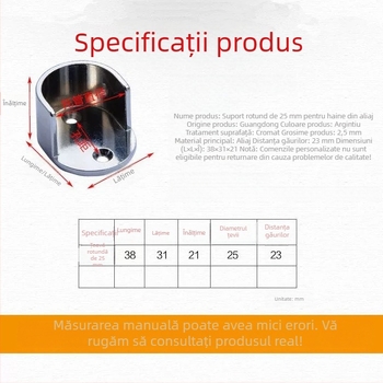 Suport flanșă 25 mm pentru dulapuri și garderobă, suport pentru șină de haine, hardware de mobilier durabil și îngroșat